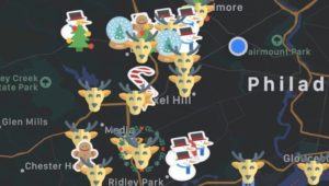 A screen shot of the home page of Christmas Prism showing where holiday light displays are located