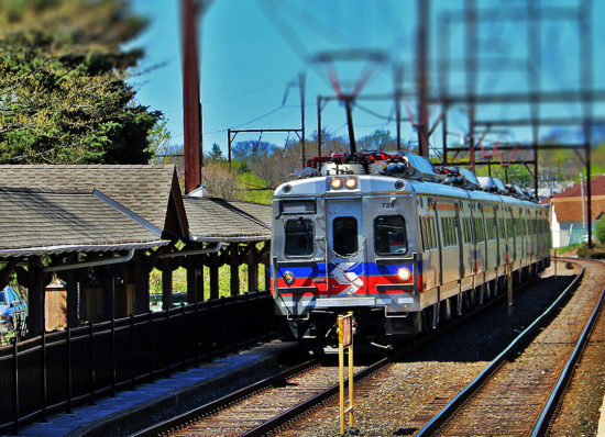 SEPTA regional rail train pulling into station