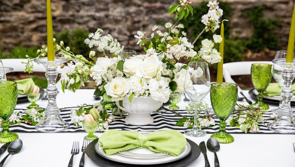 A formal setting at a dinner table