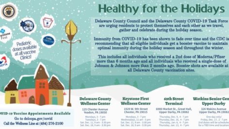 Flyer urging vaccinations for the holidays in Delaware County