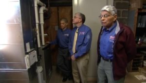 Joseph liver and sons check out a heating and cooling project