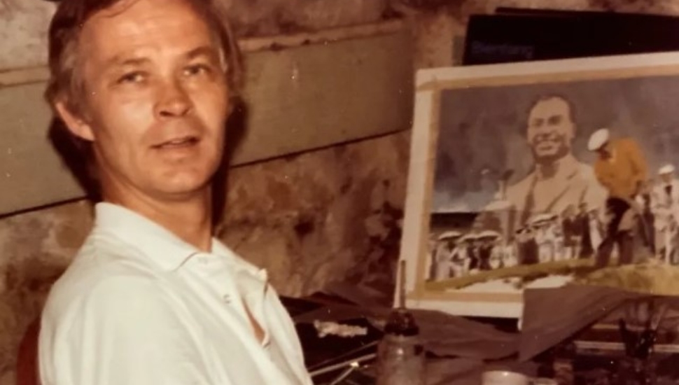 Robert A. Knight in his Haverford basement studio.