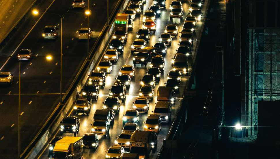 traffic jam at night