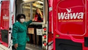 The new Wawa in Your Community vehicle outside Riddle Hospital in Media