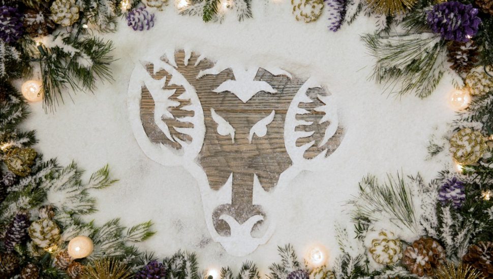 West Chester University college mascot in snow