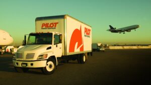 A Pilot Freight Services truck at the airport.