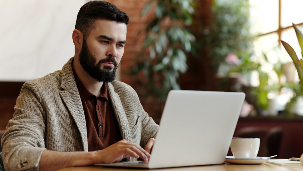 Man focused at his desk