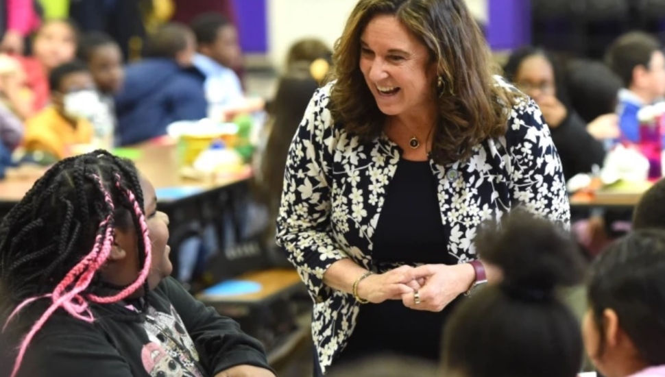 Cindy Marten with Bywood Elementary School students.