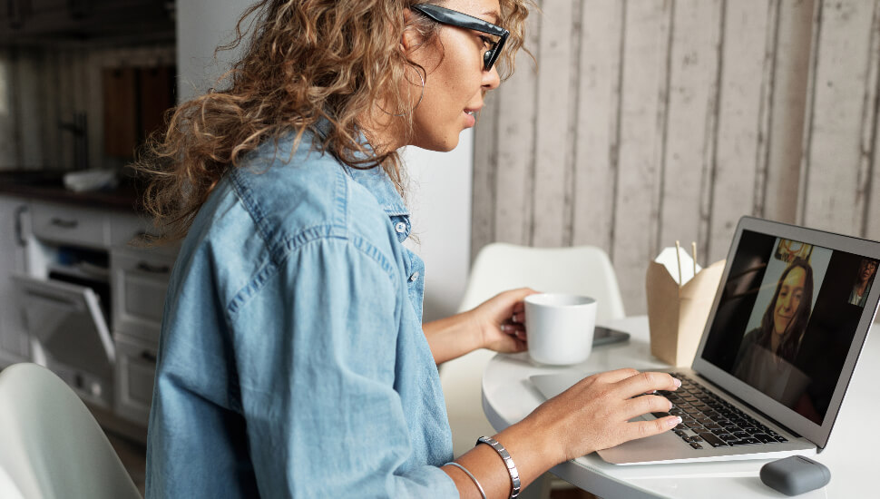 a woman focused at work