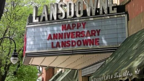 The marquee of the Lansdowne Theater.