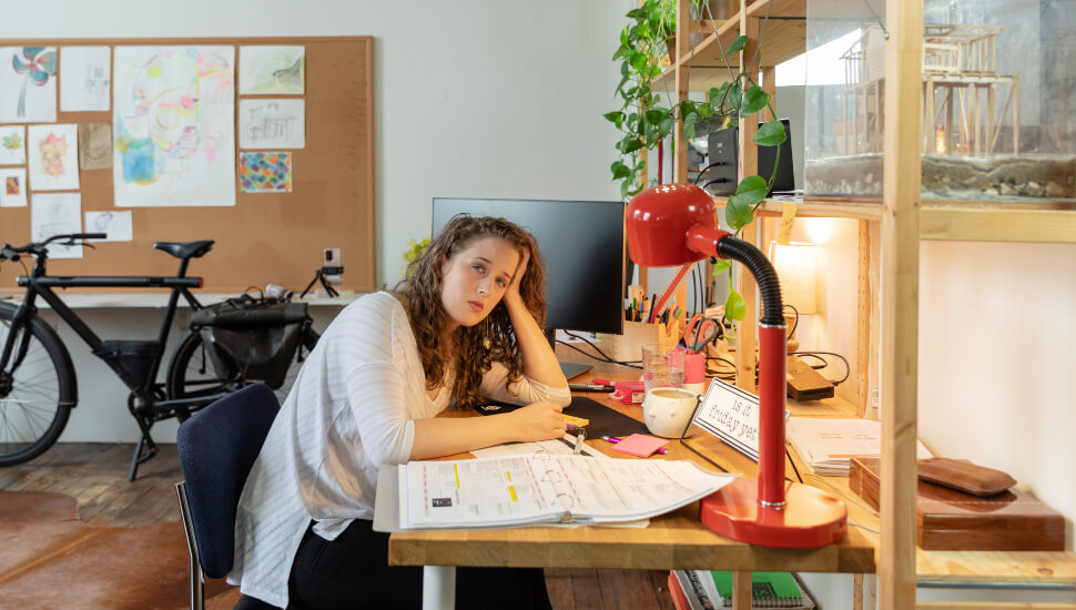 Woman at her desk