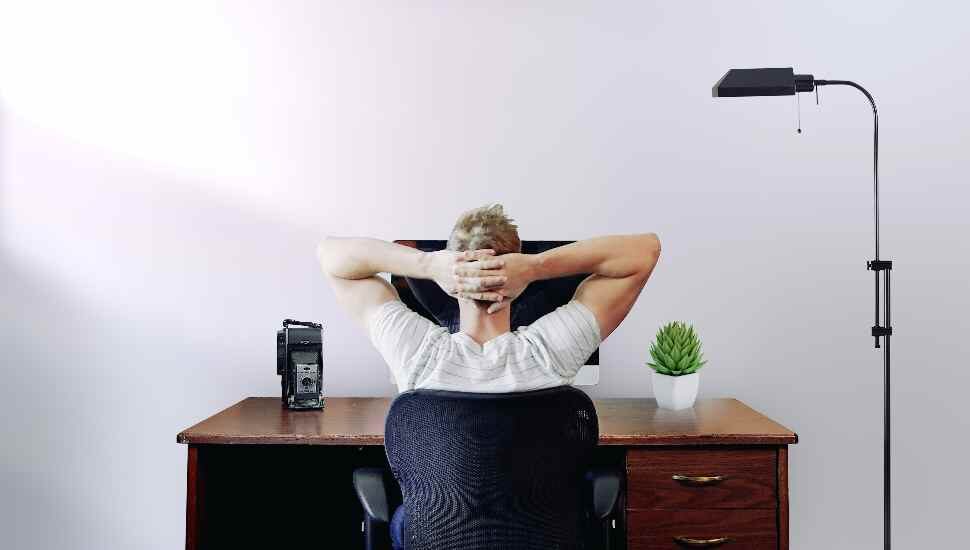 man at desk