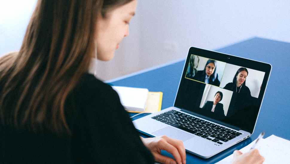 woman at a screen