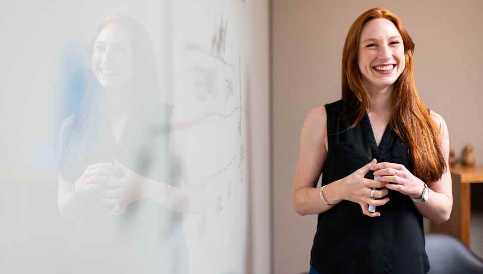 woman at whiteboard
