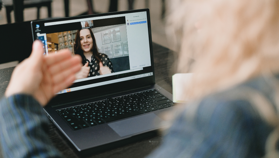 A woman on a Zoom Session