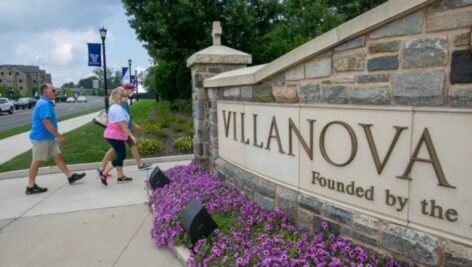Students and parents arrive at Villanova University.