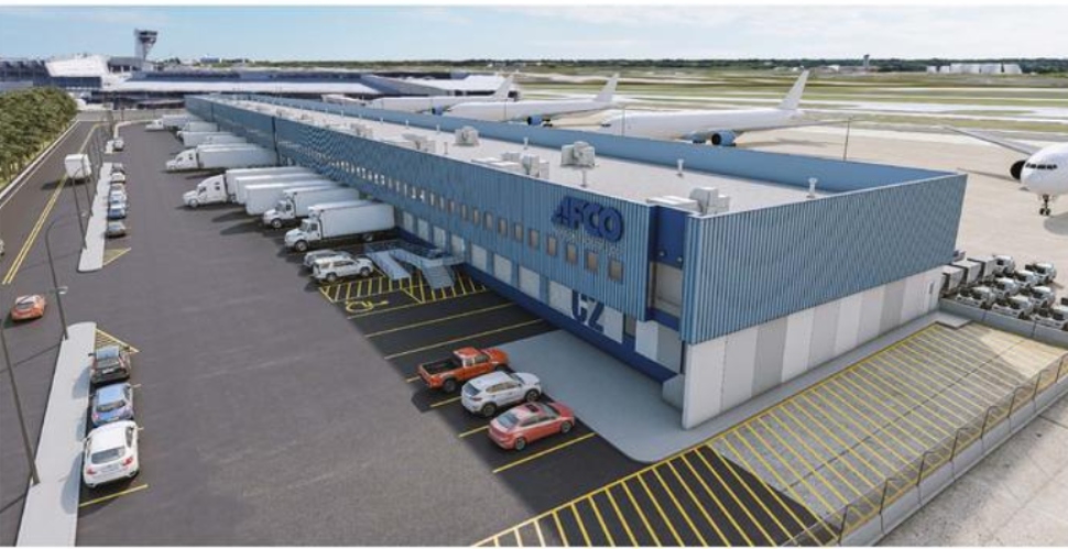 Rendering of the new airport facility, part of its cargo expansion.