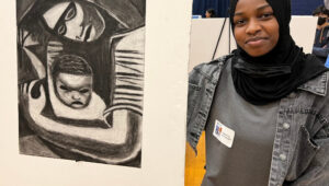 Penn State Brandywine student Fatouma Karamoko displayed her artwork at the Expo