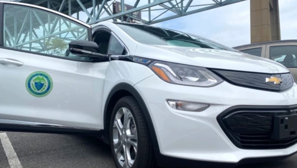 One sustainable move by Delaware County was to invest in a fleet of electric vehicles, one of which was on display at Thursday's conference.