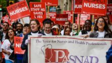 A group of nurses at a protest.