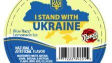 Rosati's water ice lid for its special 'I Stand With Ukraine' flavor.