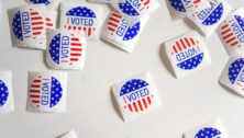A collection of "I Voted" stickers.