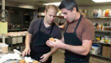 Owners Steve Cook (left) and Michael Solomonov checkout doughnuts for Federal Donuts.