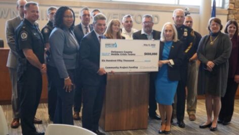 A check ceremony for the new mobile crisis team program in Delaware County