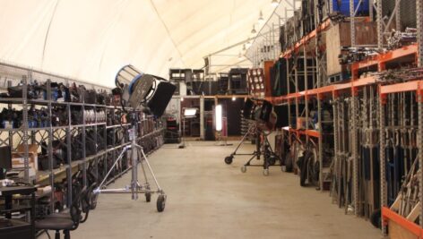 Film equipment stored at Sun Center Studios where sets for the movie Breathe are being built.