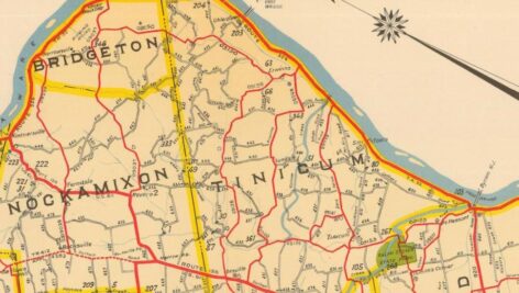 Map showing Tinicum Township in Bucks County