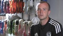 Brandon Comisky in the Philadelphia Union boot room where critical soccer footwear is stored.