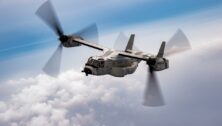 The V-22 Osprey in flight.