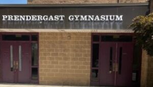 A sign for the Prendergast High School gymnasium