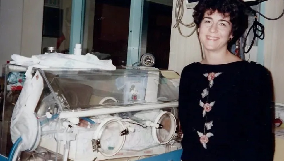 Neonatologist Dr. Skalina at the hospital with newborns