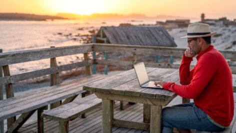 Travel and work remotely at the beach