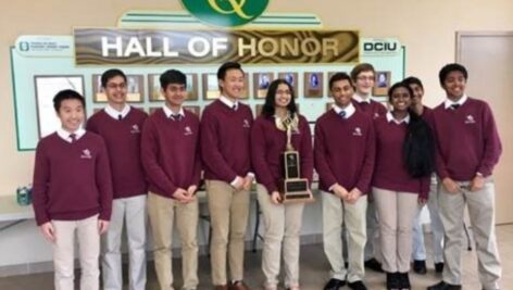 The Garnet Valley High School HiQ team after winning the national championship in 2019.