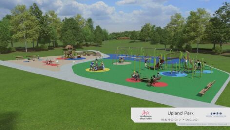 An artist's rendering of the new playground at Upland Park