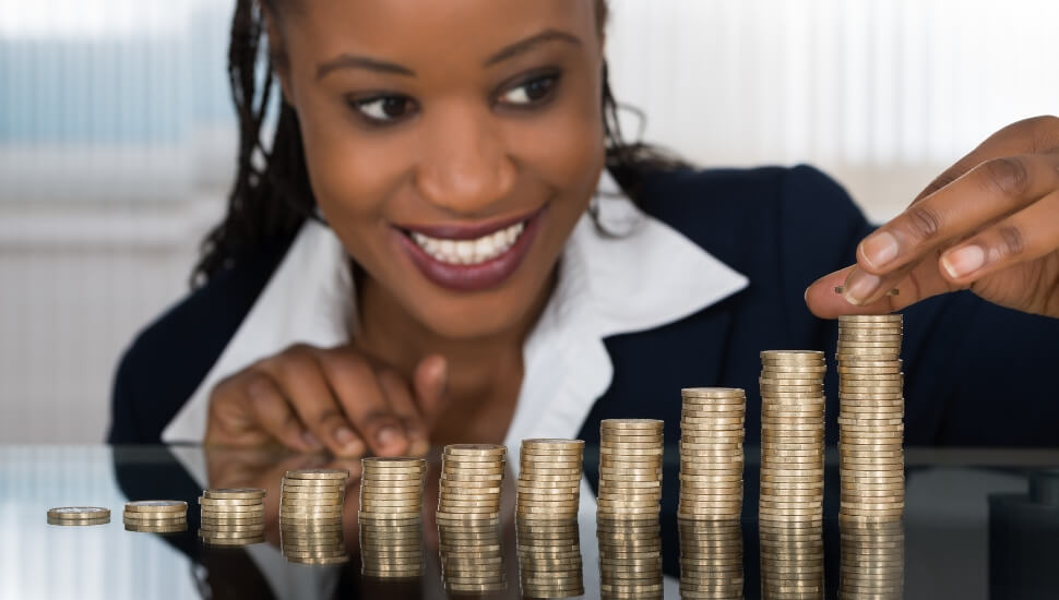 Woman measuring her investments