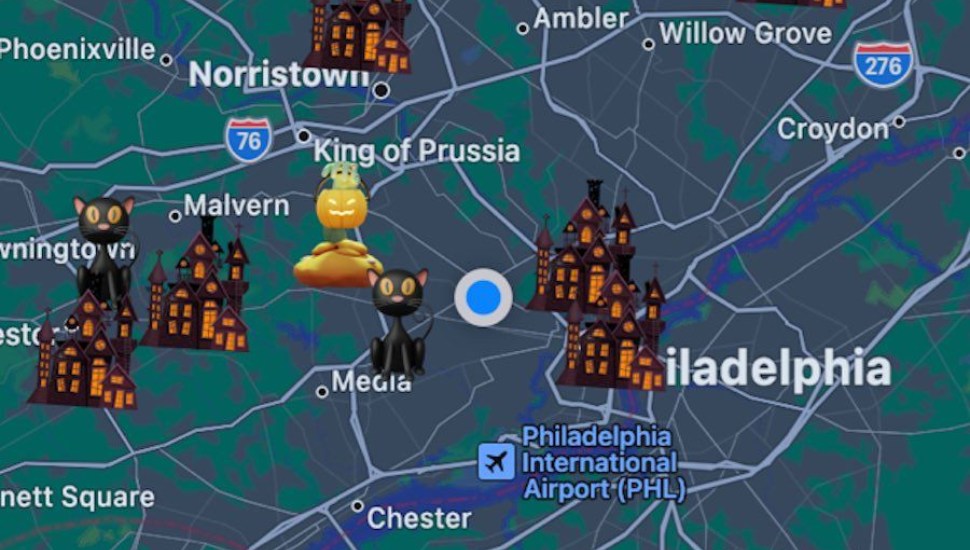 A screen shot of the FrightMaps app in use.