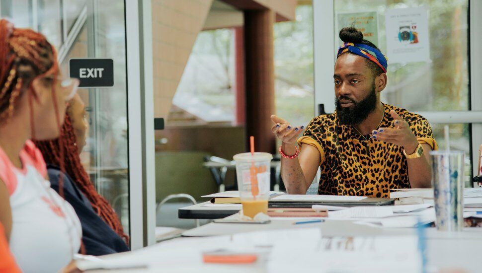 man in leopard-print shirt