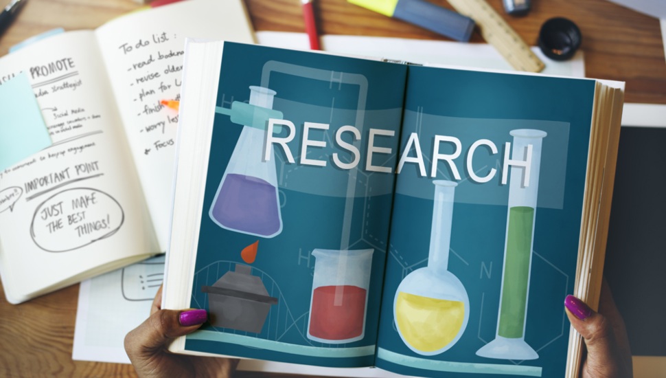 Research papers on a table