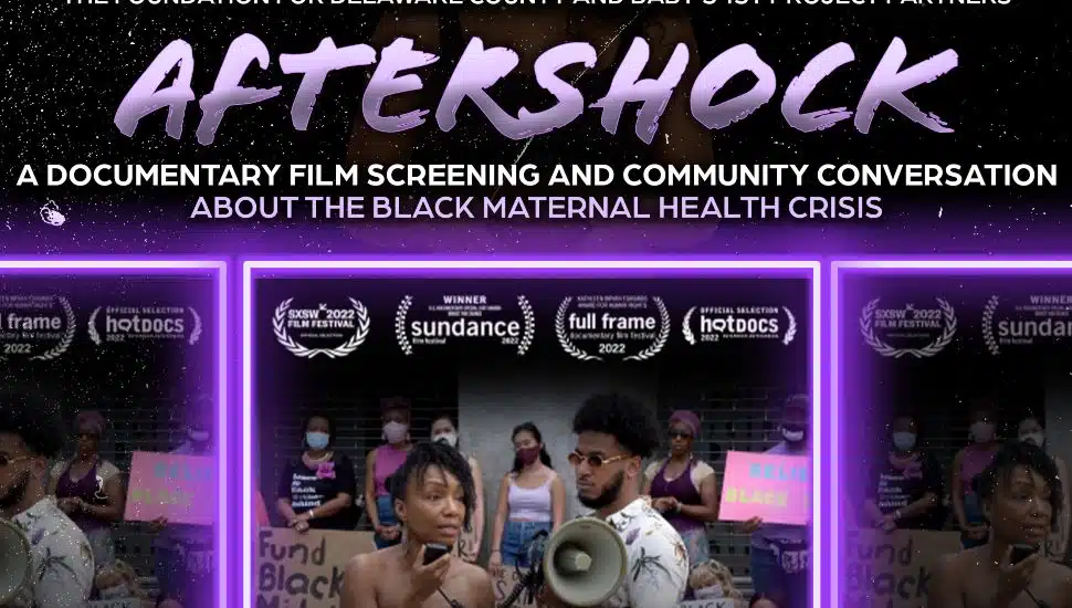 The movie poster for the documentary film Aftershock