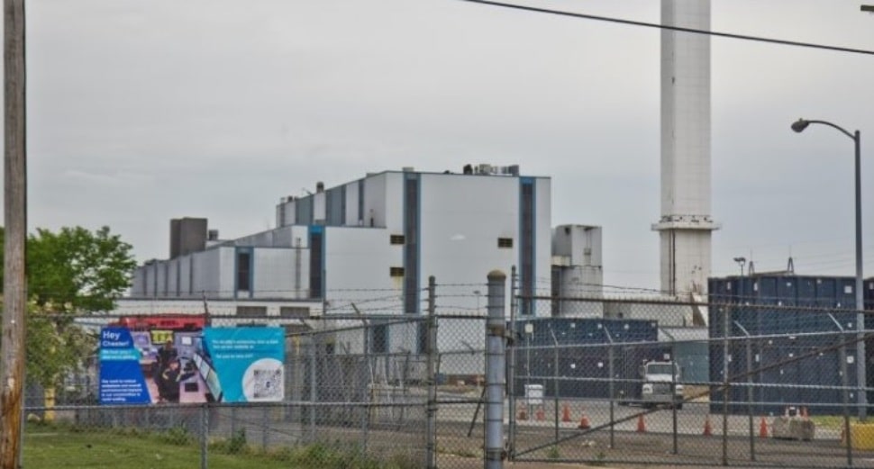 The Covanta incinerator, a waste-to-energy facility in Chester