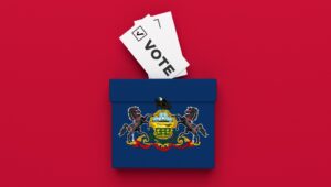 Pennsylvania voting ballot box flag emblem