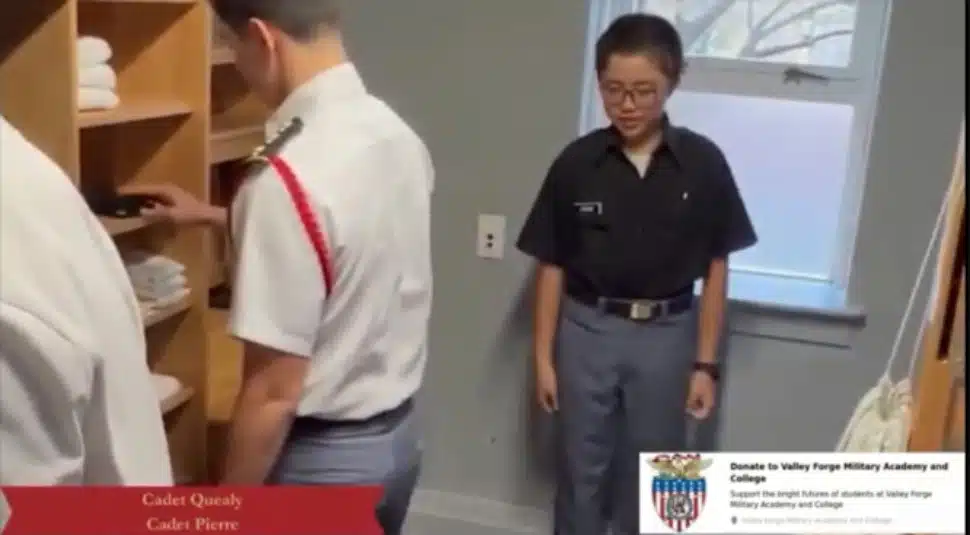 A Valley Forge cadet undergoes a room inspection