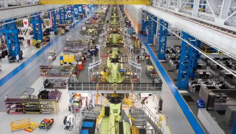 The U.S. Army Chinook helicopter assembly line in Ridley Township in 2018.