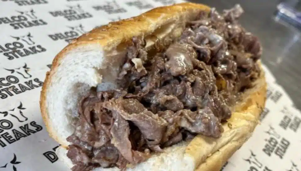 A Delco Steaks cheesesteak