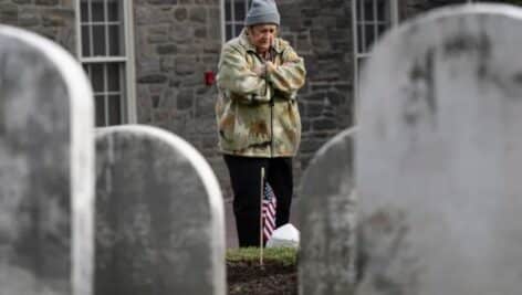Rita O’Vary visits the gravesite of Joseph Zarelli at Ivy Hill Cemetery in Philadelphia