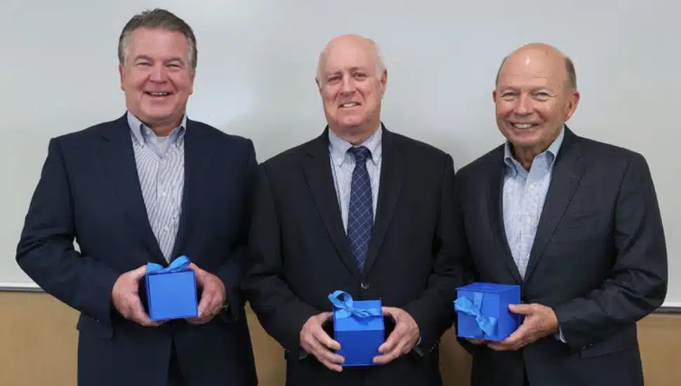 Douglas Smith, Michael Bradley and Jerry Parsons, longtime members of the Penn State Brandywine Advisory Board