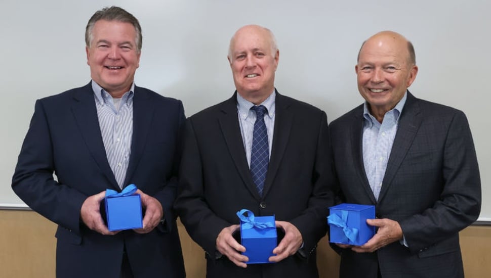 Douglas Smith, Michael Bradley and Jerry Parsons, longtime members of the Penn State Brandywine Advisory Board